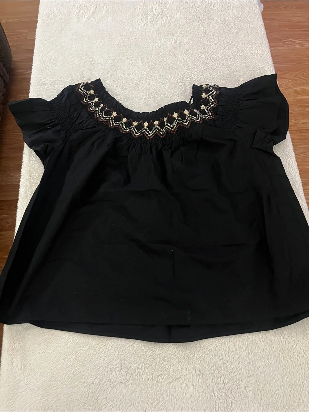 Embroidered Black Off-Shoulder Women’s Top